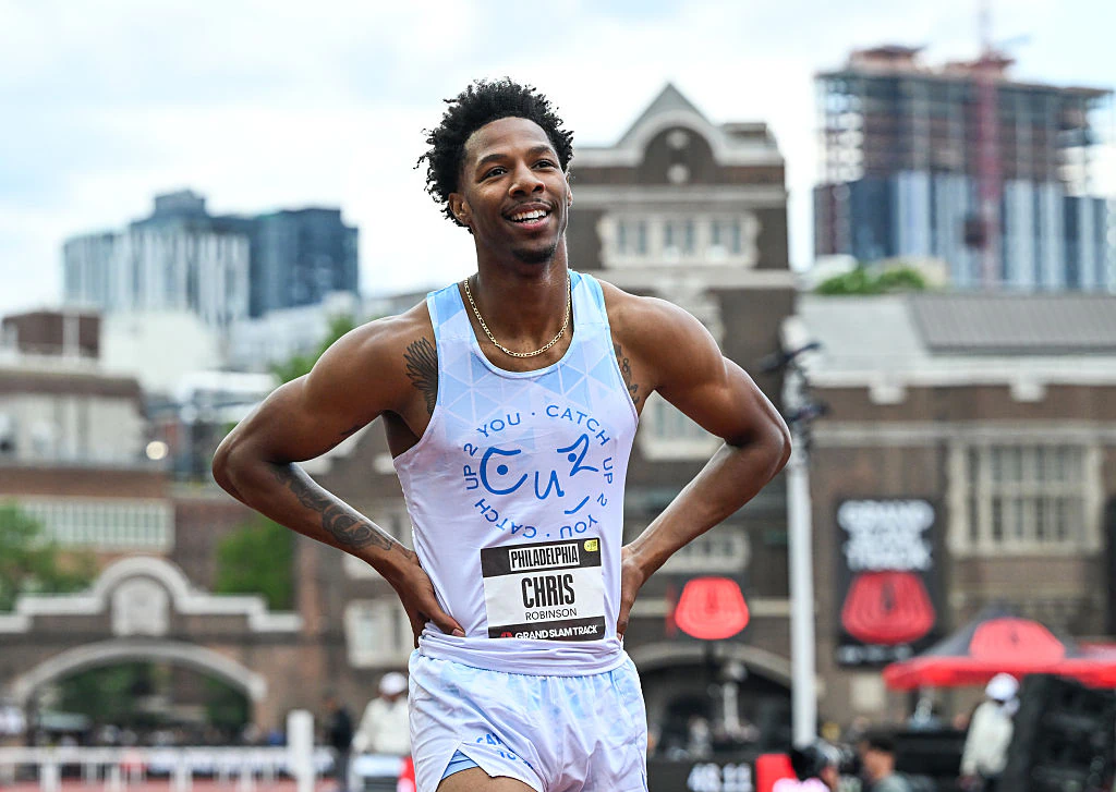 US sprinter suffers horrific wardrobe malfunction as manhood falls out of shorts during race